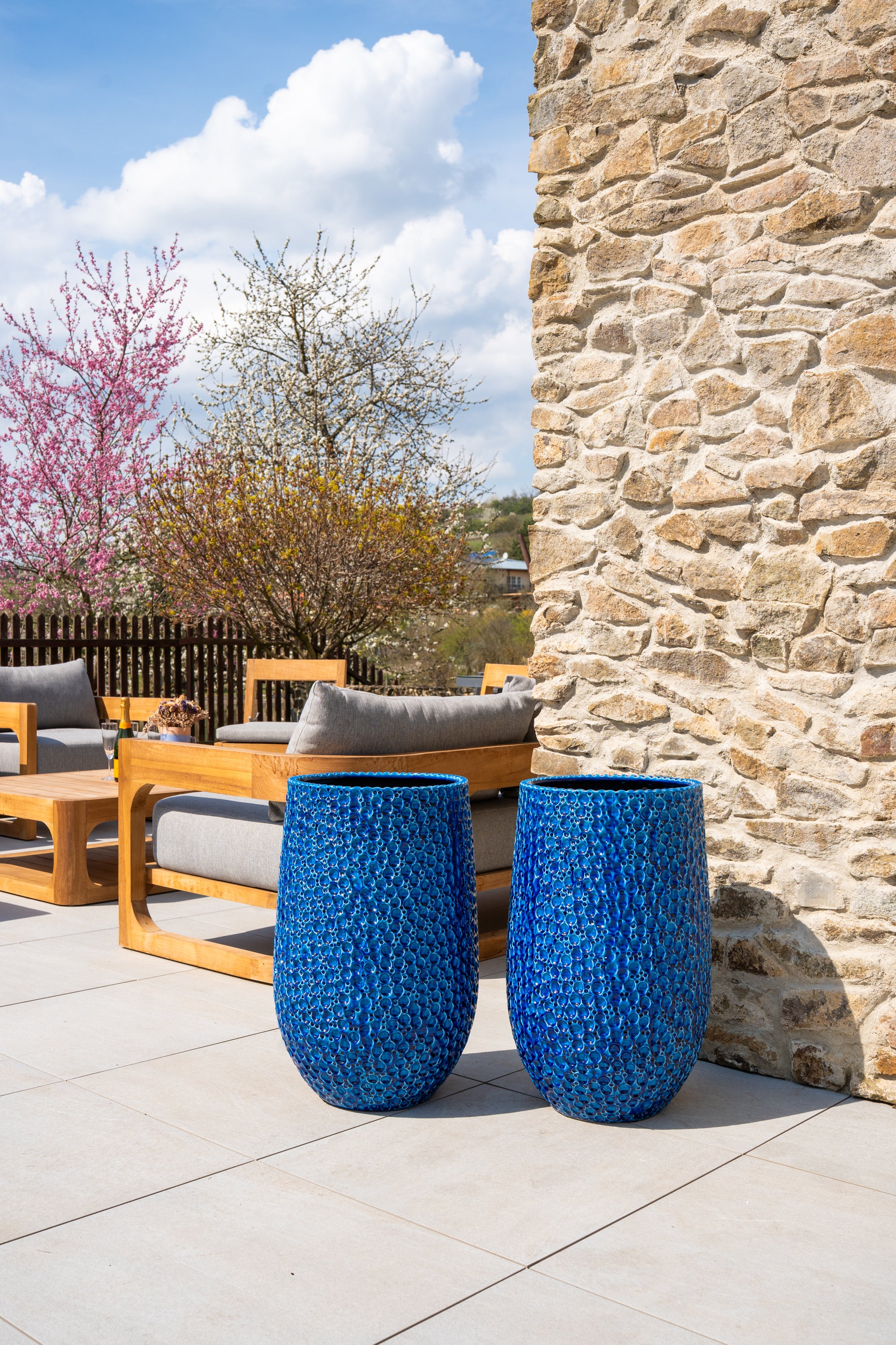 Keramik-Blumentopf Paris – Blau