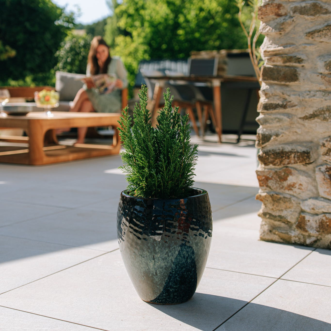 Keramický květináč Poseidon - Ledově modrá