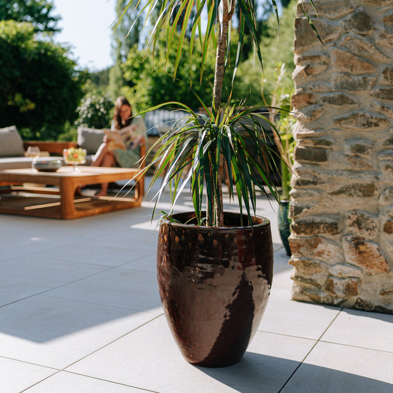 Keramik-Blumentopf POSEIDON - Ziegelrot