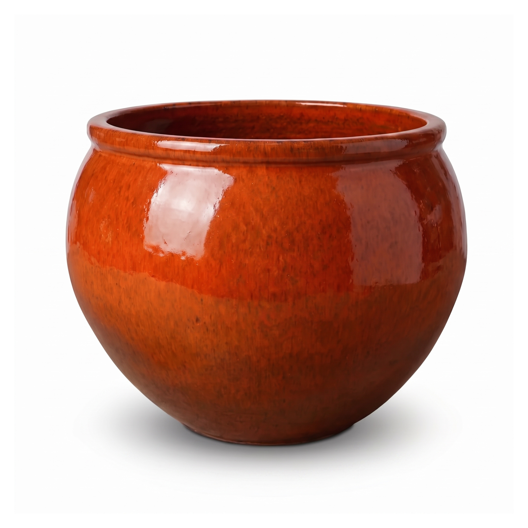 Großer Keramik-Pflanzkübel Lutece - Tropisches Orange - XL (53 cm x 43 cm)