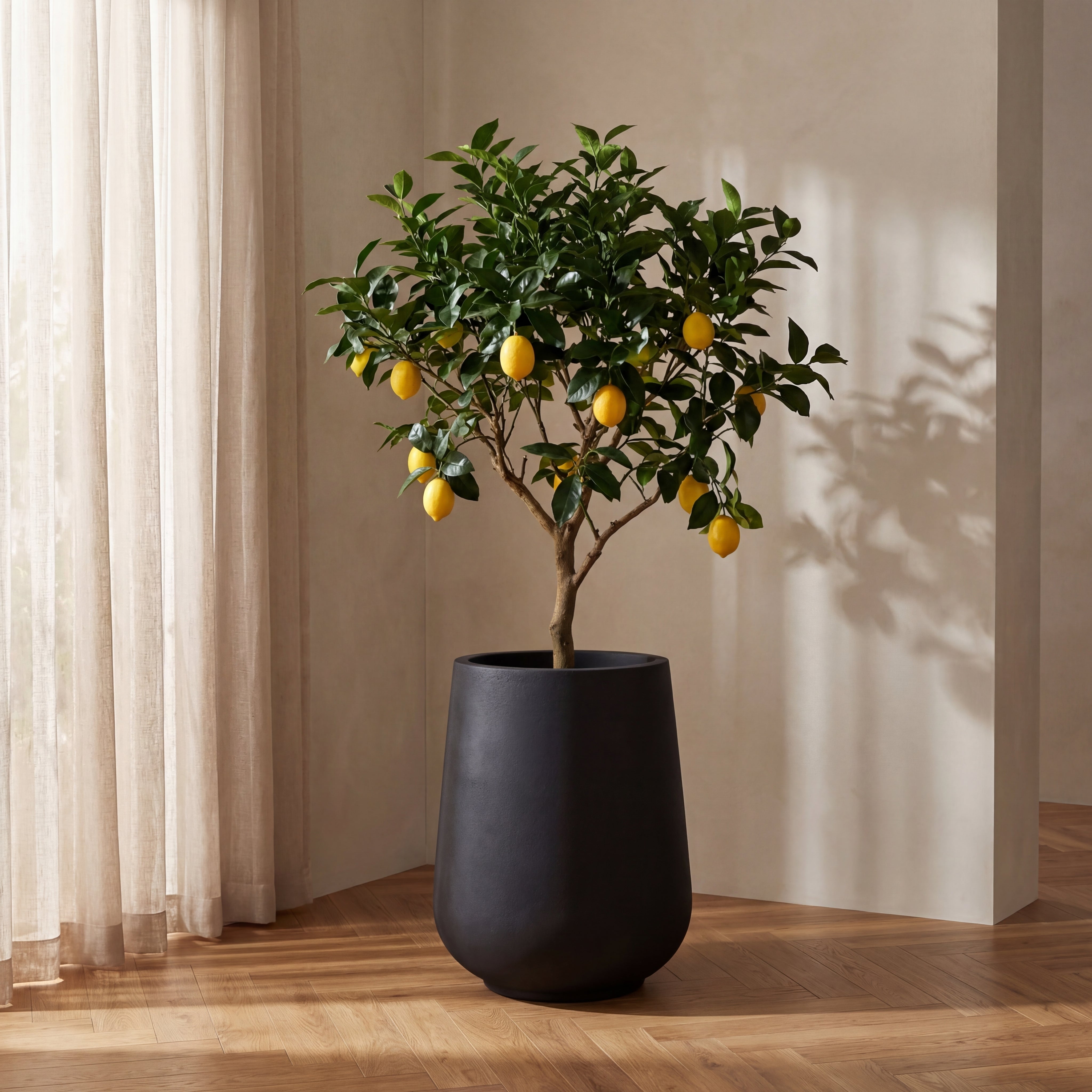 Stylový betonový květináč MONOLITH v interiéru