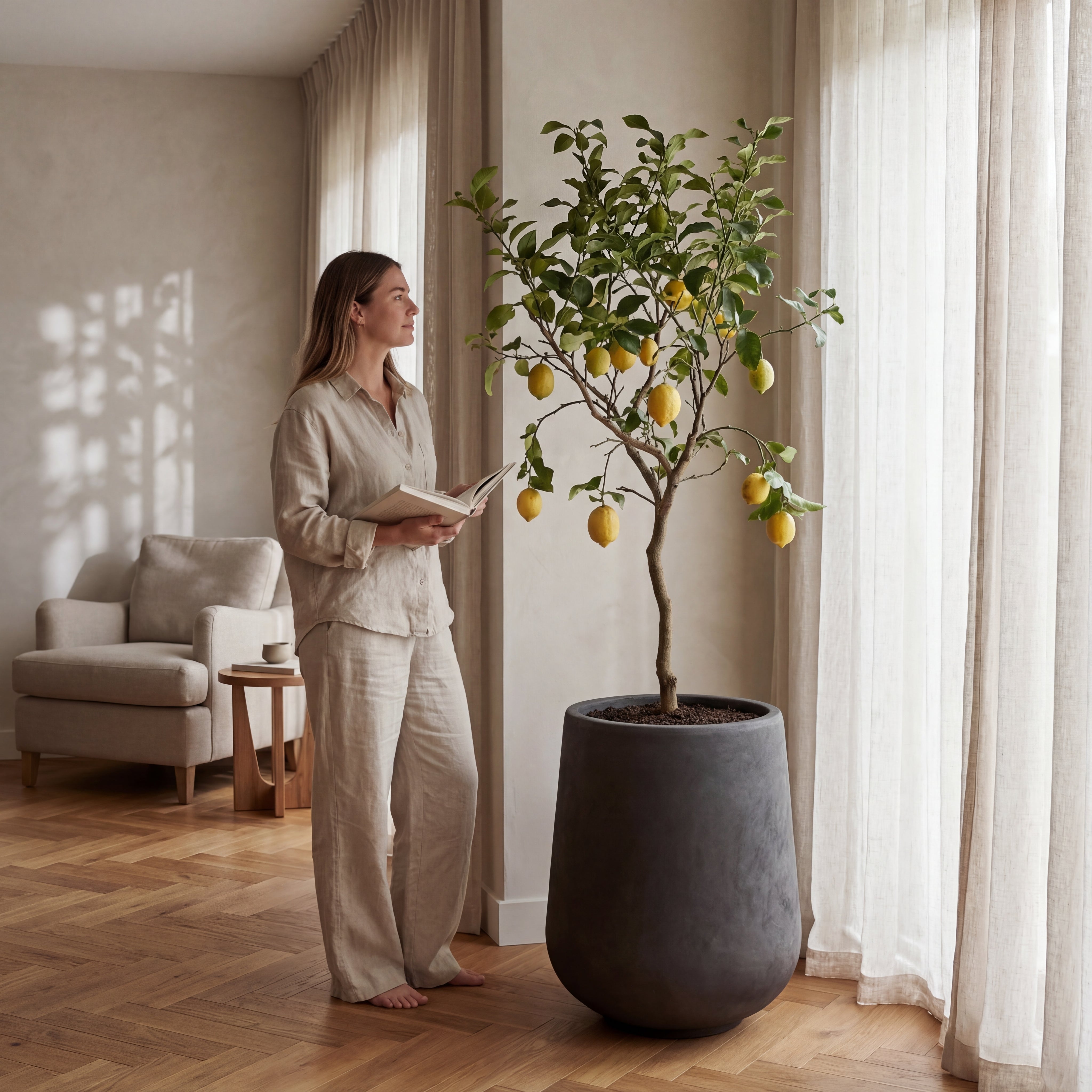 Betonblumentopf MONOLITH – Braun