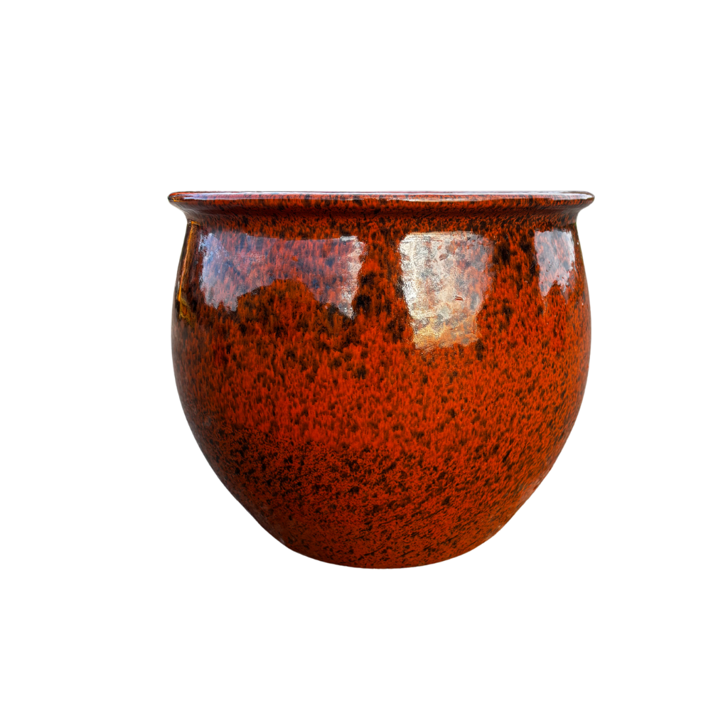 Keramik-Pflanzkübel NEWTON – Tropisches Orange, L (44 cm x 35 cm)