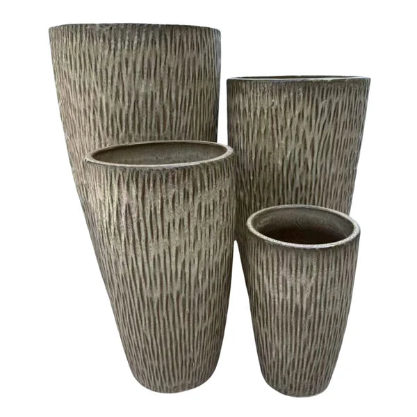 PAGNOL 38 × 66 cm – Bronze sablé, großer handgefertigter Pflanzkübel für den Außenbereich aus glasierter Terrakotta, frostbeständig.