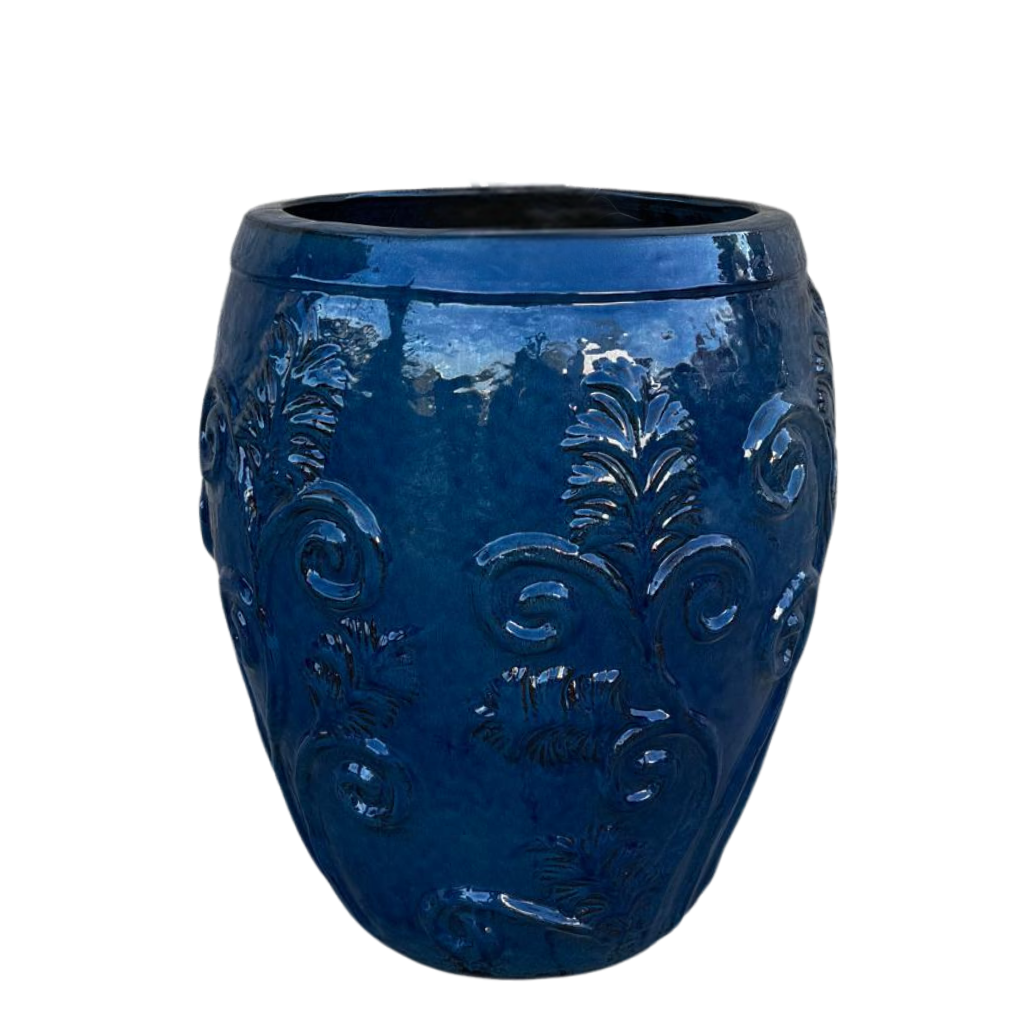XXL Keramik-Pflanzkübel GAIA -Azurblau - XL (53 cm x 57 cm)