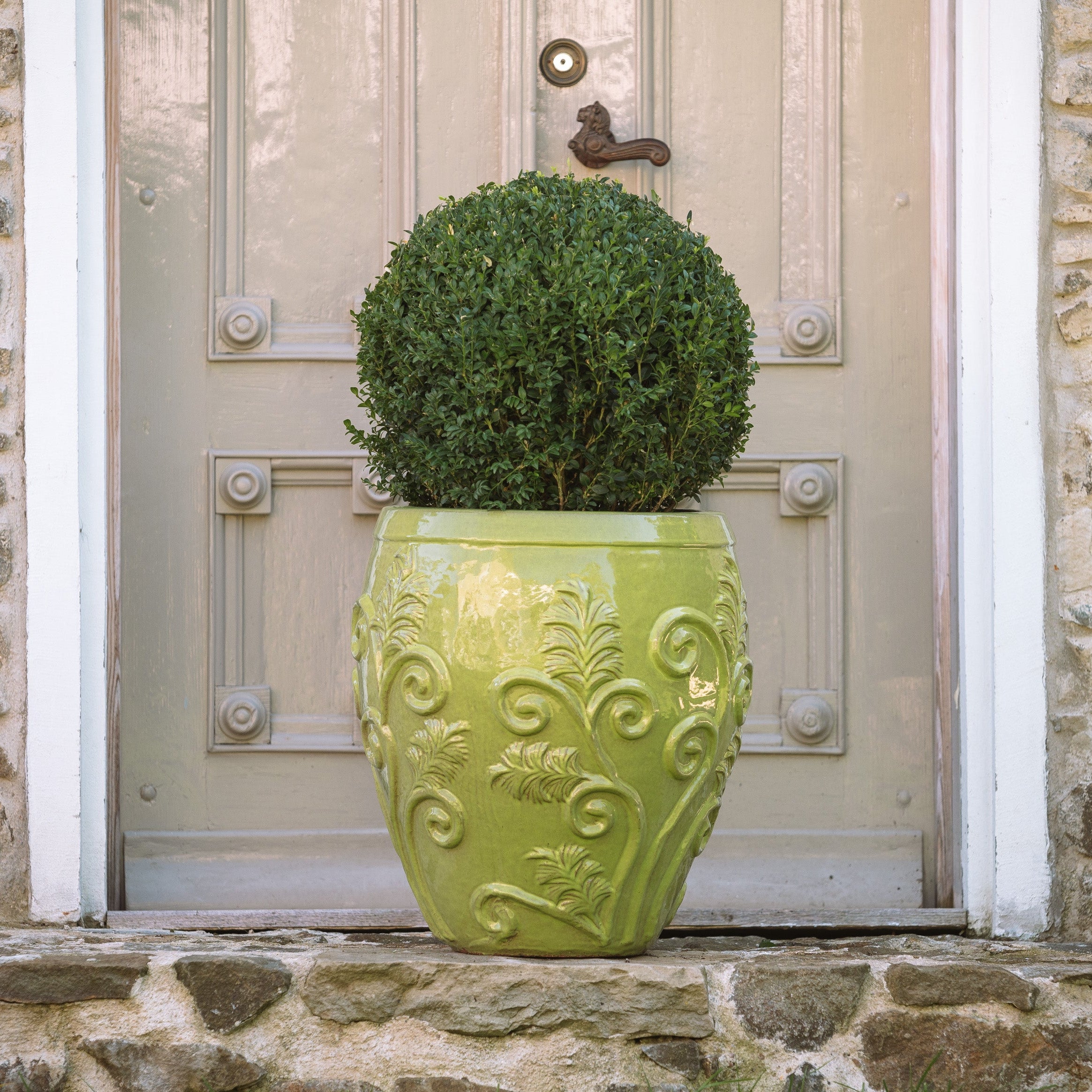 XXL Keramik-Pflanzkübel GAIA - Olivgrün