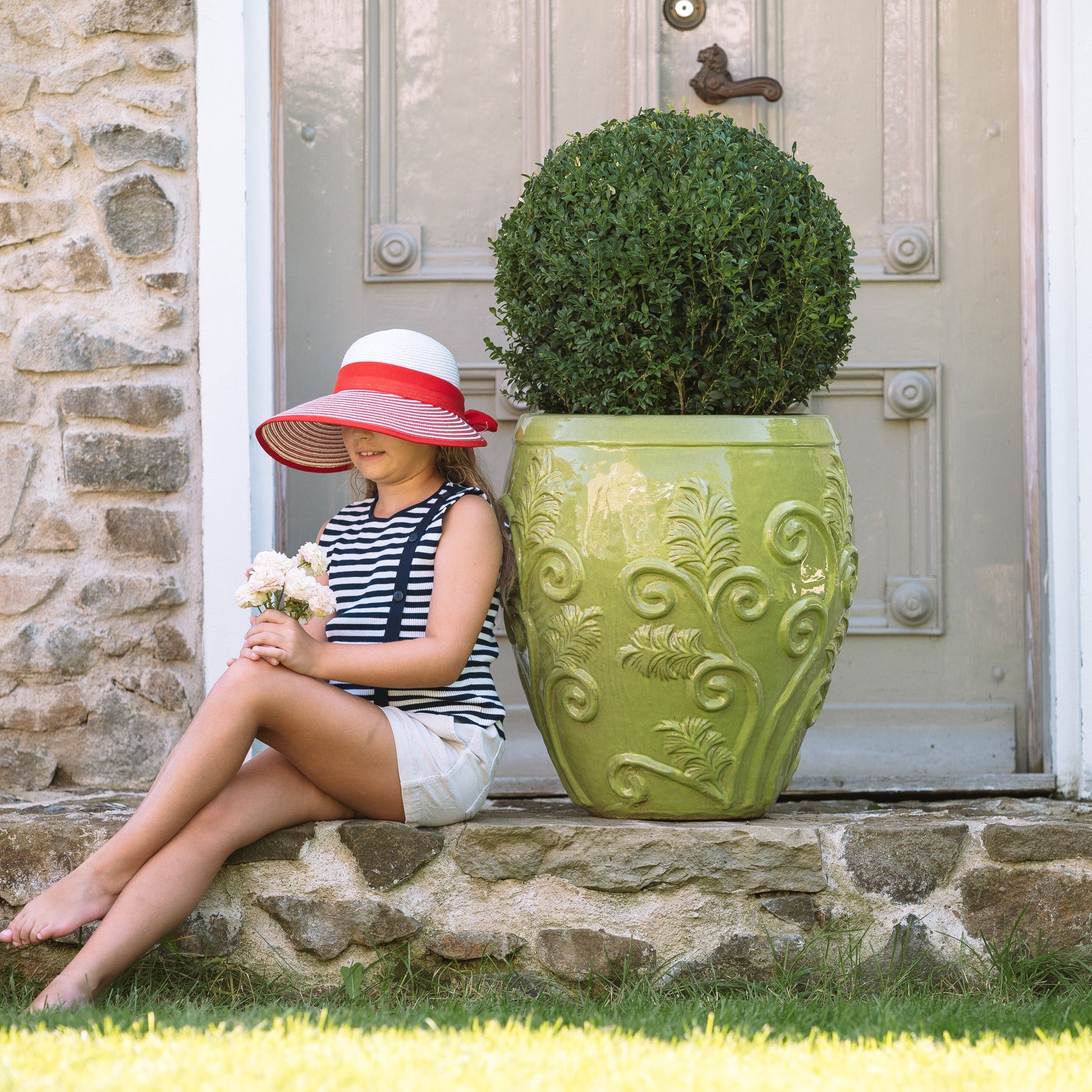 XXL Keramik-Blumentopf GAIA - Olivgrün