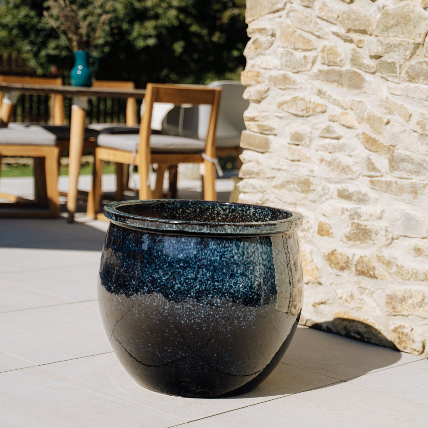 Keramiktopf NEWTON Eisblau – Provence-Stil, robust und elegant