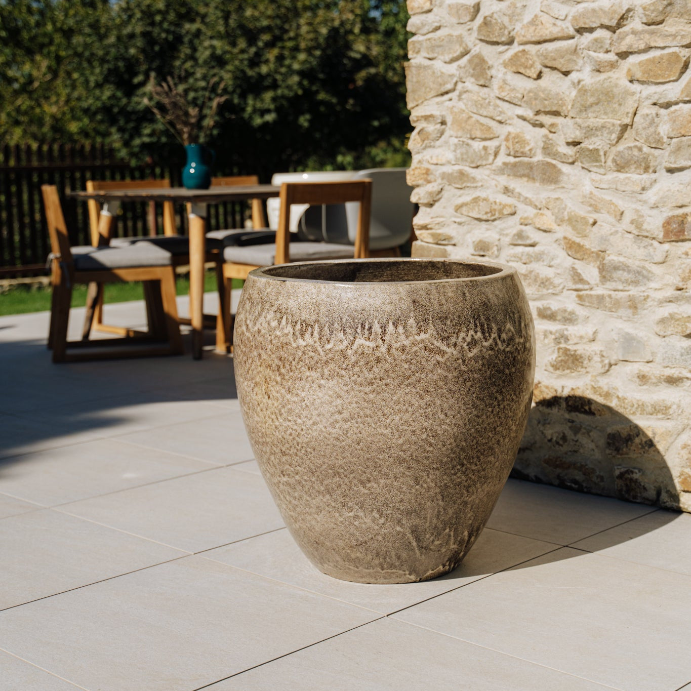 Keramický květináč LAFONTAINE - Tygrovaná Bílá - Provencelia.cz