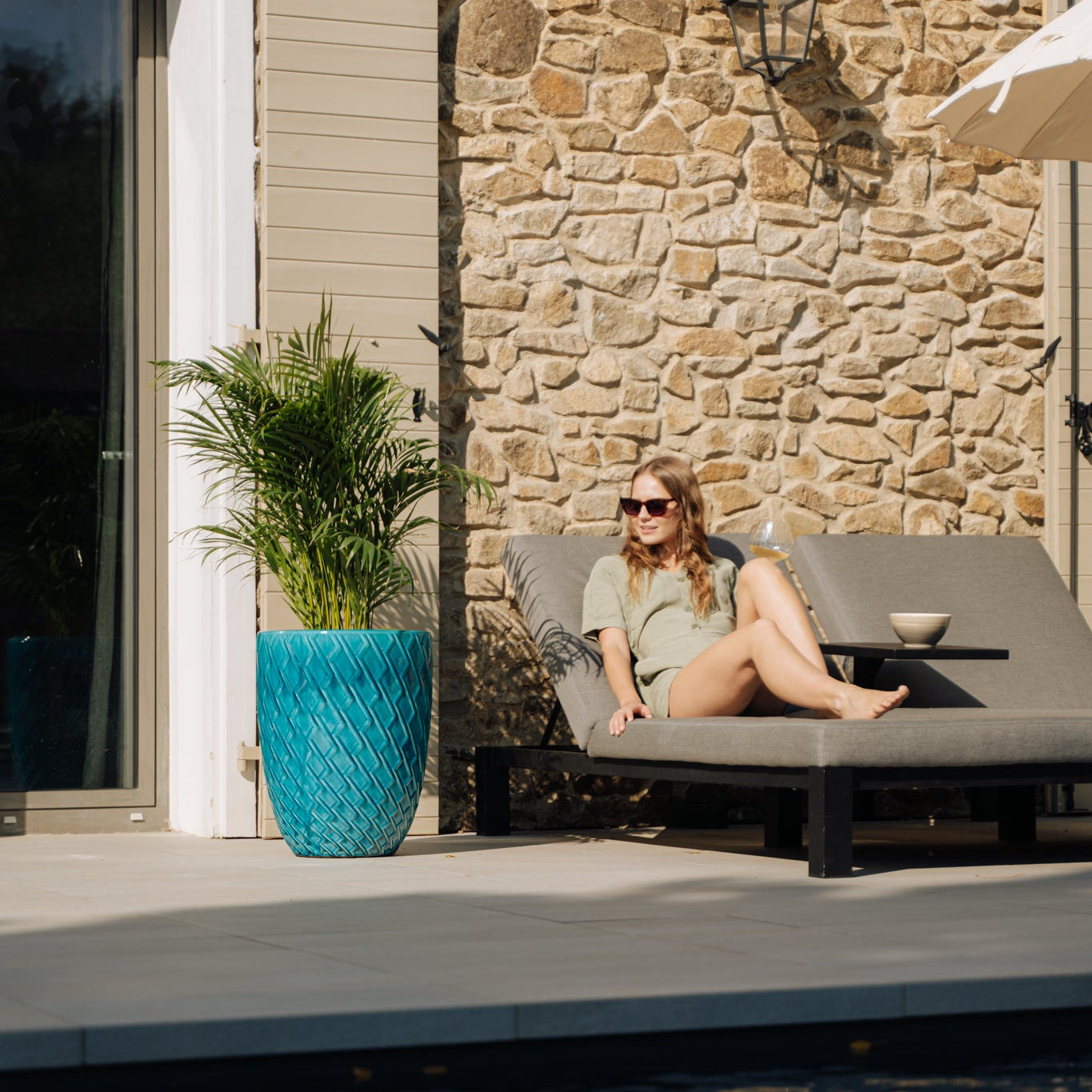 Großer Keramik-Pflanzkübel ZEUS - Türkis