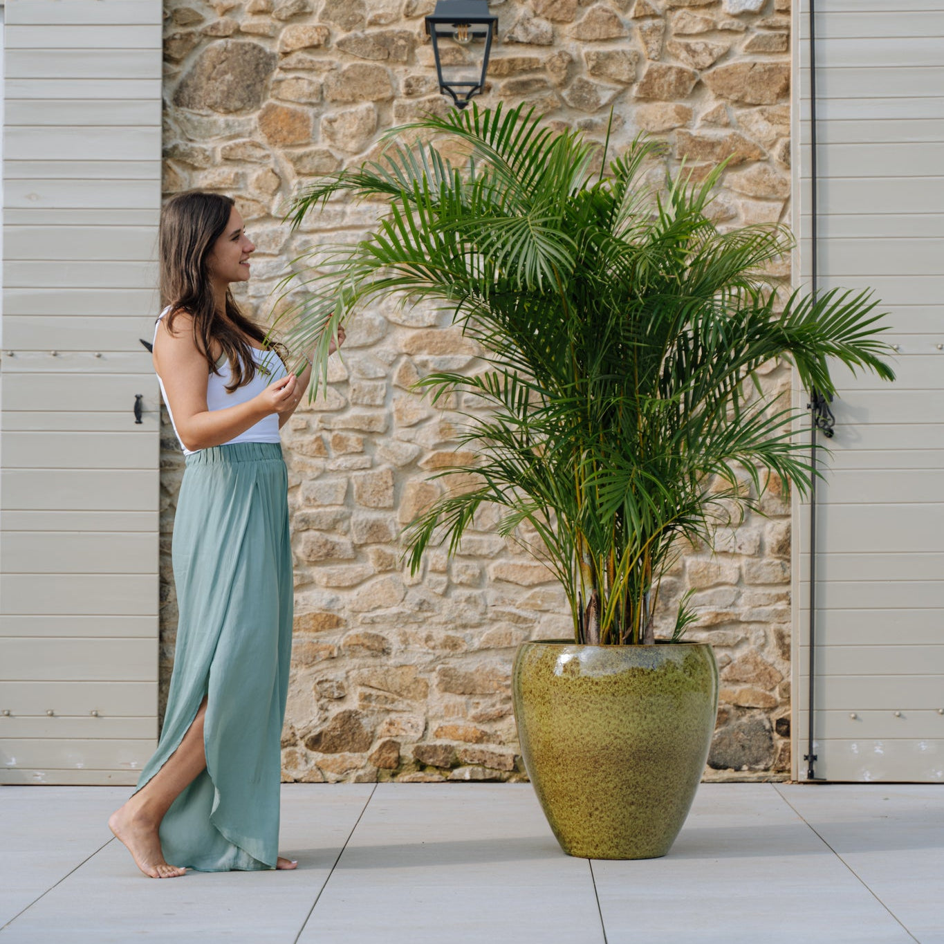 Keramický květináč LAFONTAINE - Podzimní zelená - Provencelia.cz