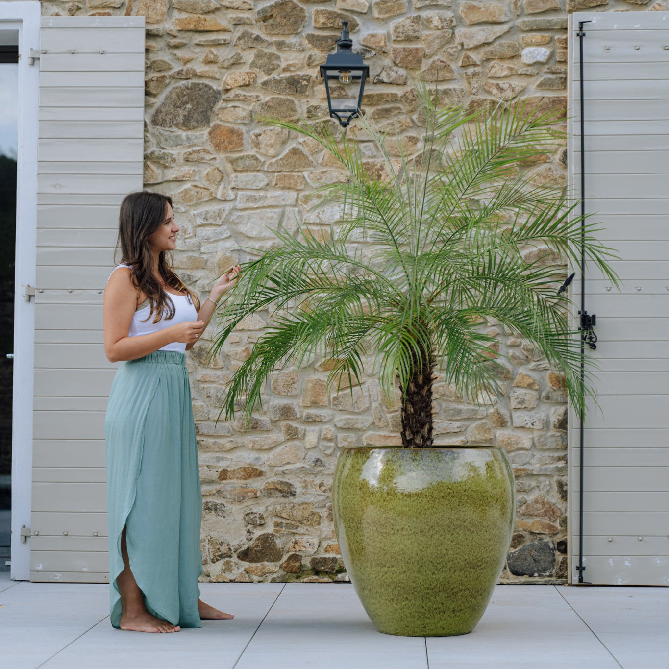 Keramický květináč LAFONTAINE - Podzimní zelená - Provencelia.cz