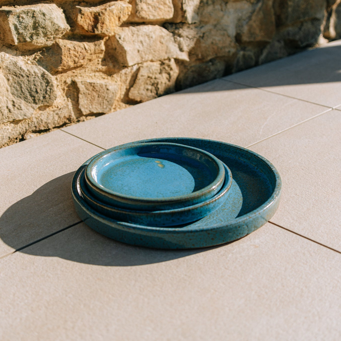 Podmiska pod květináč - Ocelově modrá