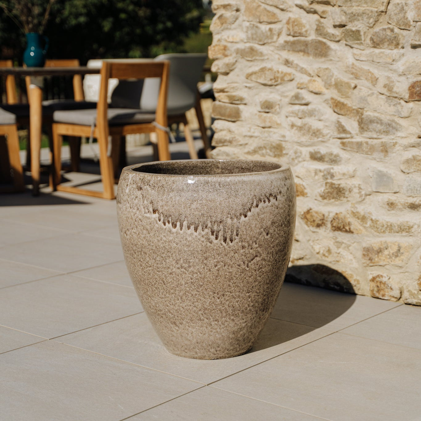 Keramický květináč LAFONTAINE - Tygrovaná Bílá - Provencelia.cz