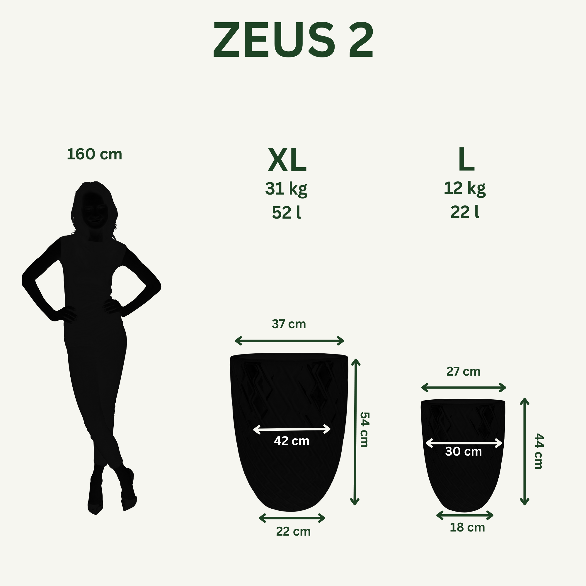 Zeus 2 Keramik-Blumentopf mit Muster – Khaki