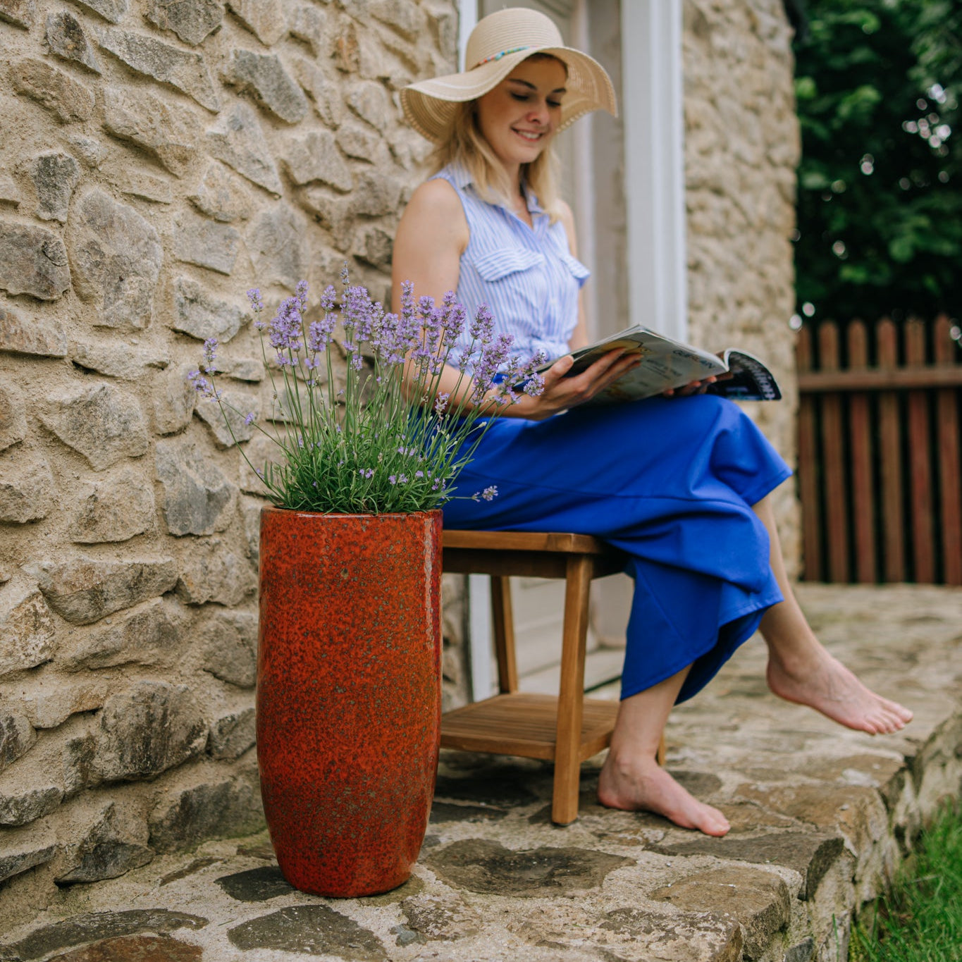 Keramik-Blumentopf ATHENA - Herbstorange