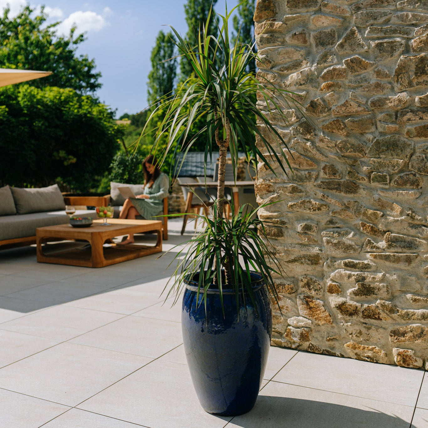 Keramik-Blumentopf BACCHUS - Meerblau