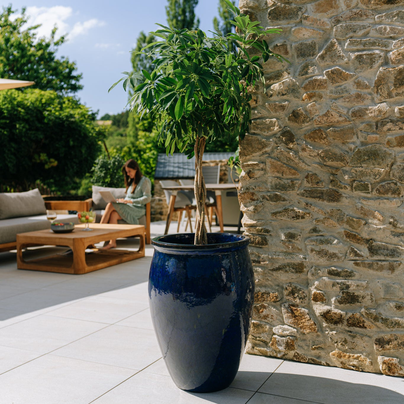 Keramik-Blumentopf BACCHUS - Meerblau