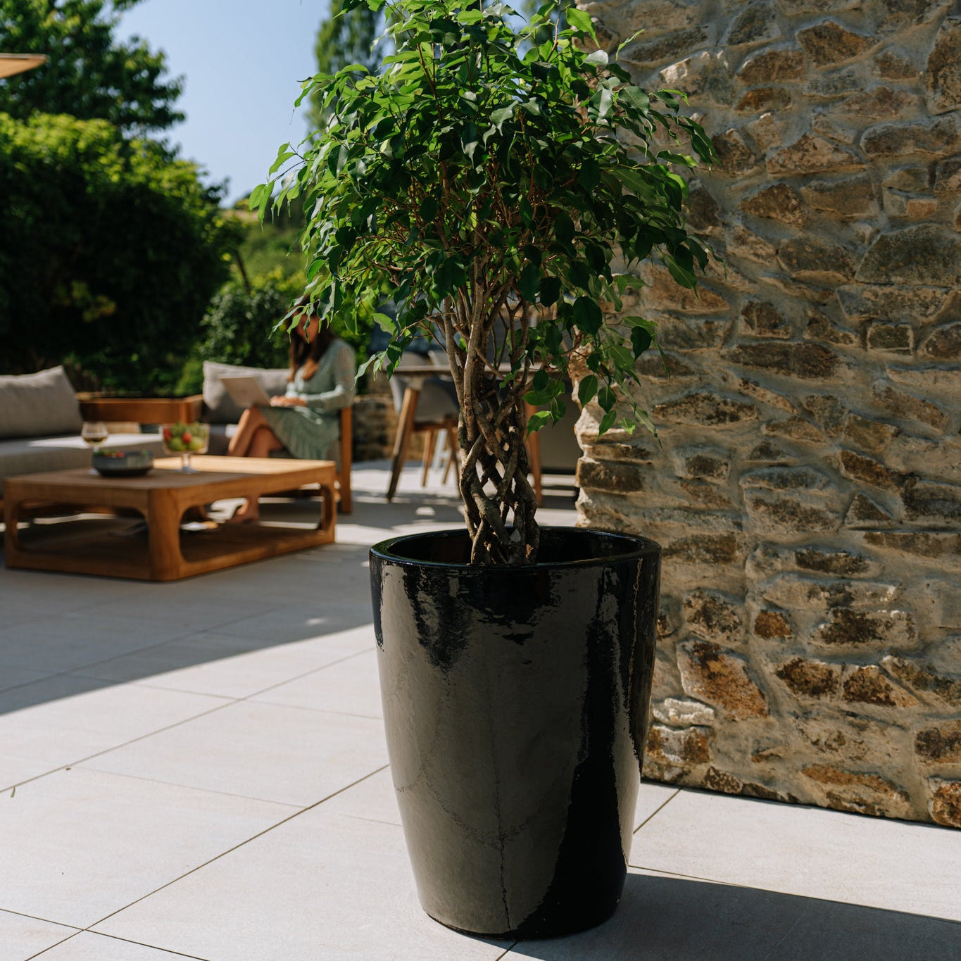 Keramik-Blumentopf MAZARIN - Schwarz