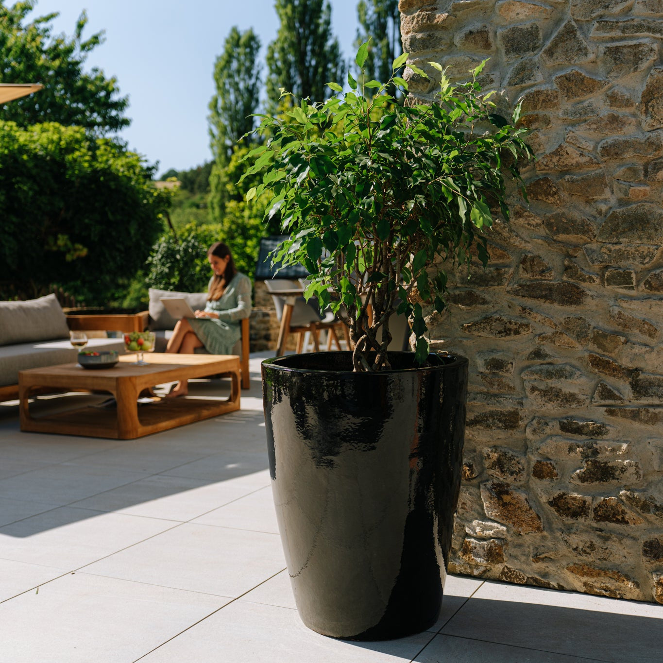 Keramik-Blumentopf MAZARIN - Schwarz