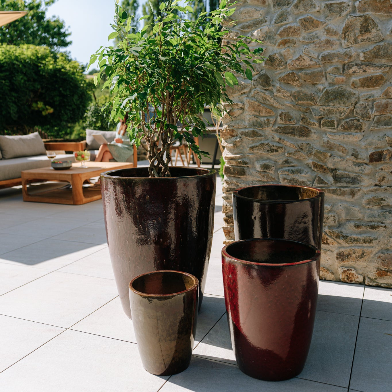 Keramik-Blumentopf MAZARIN - Ziegelrot