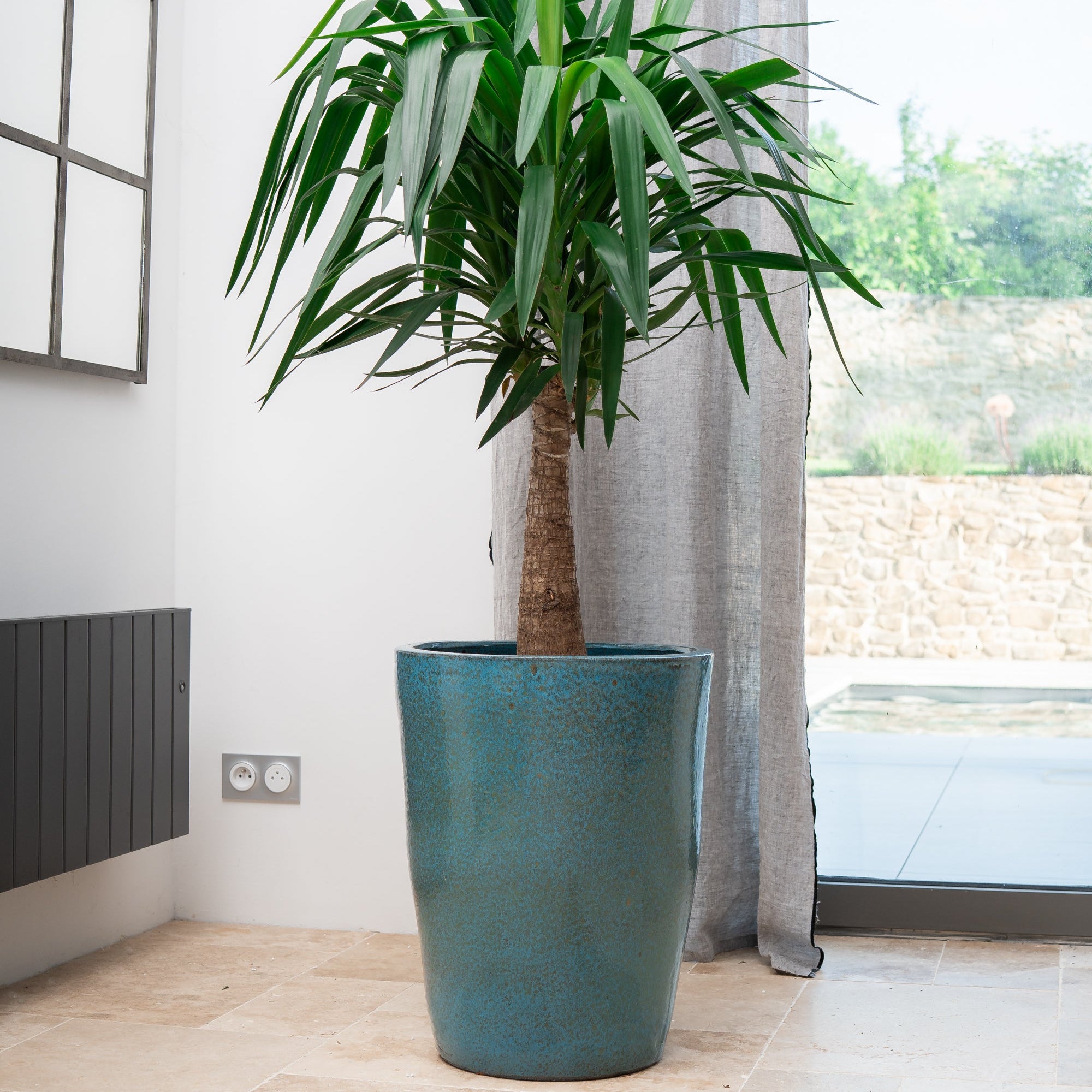 Keramik-Blumentopf MAZARIN - Stahlblau