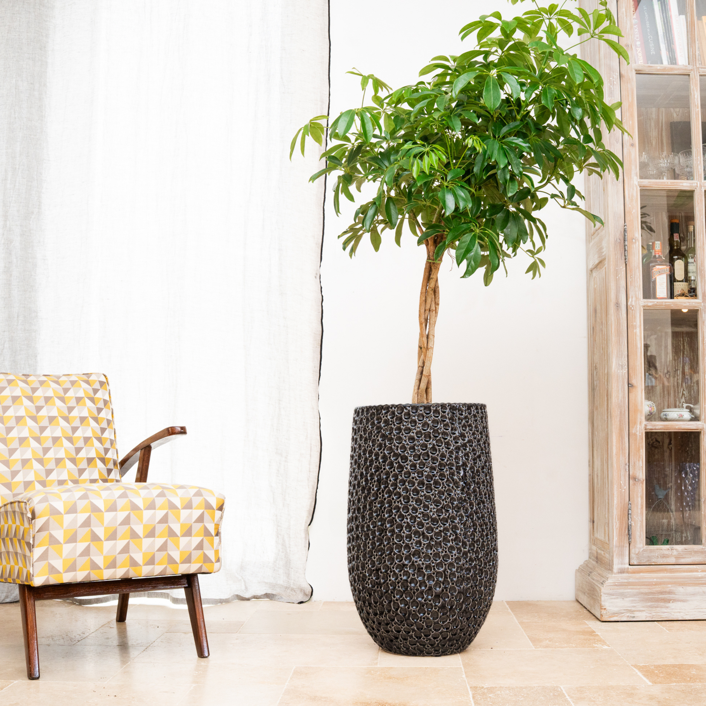 Provencelia Pflanzkübel PARIS Černá – glasierte Keramik, Anduze-Stil