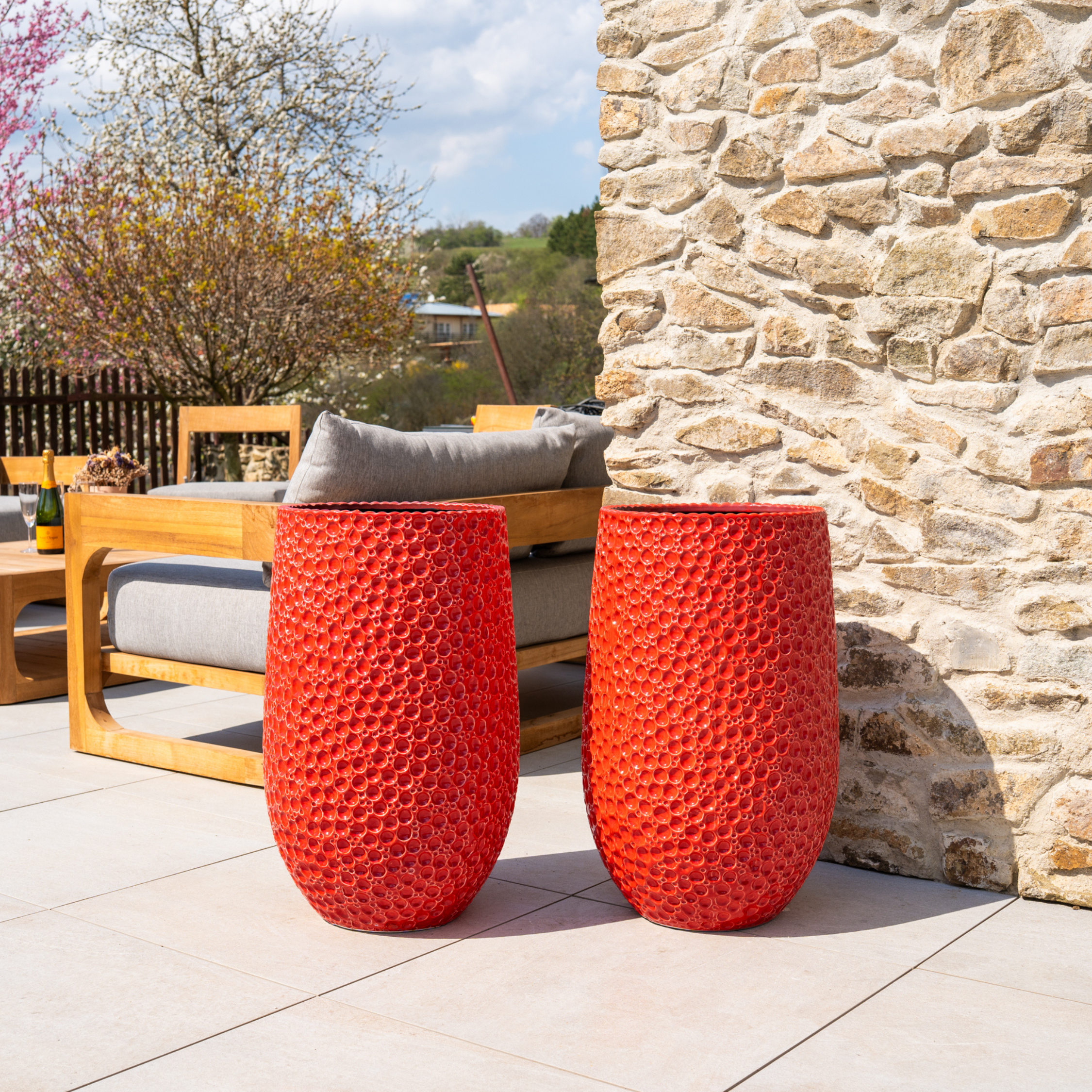 Keramik-Blumentopf Paris – Rot