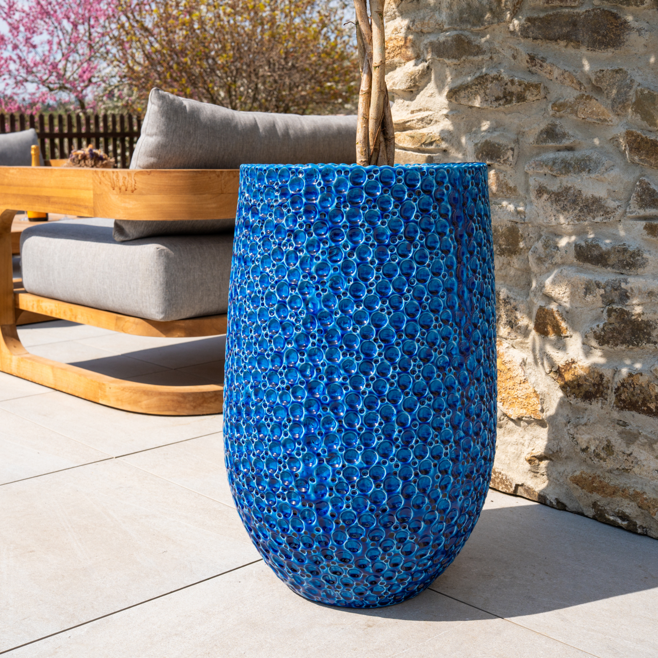 Blumentopf PARIS Modrý – handgefertigte Keramik, XXL bis 68 cm