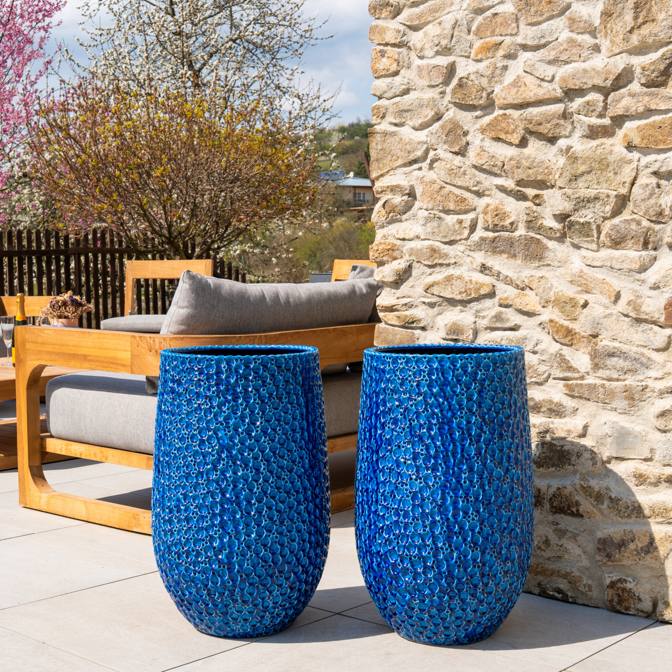 Großer Keramik-Blumentopf PARIS - Blau