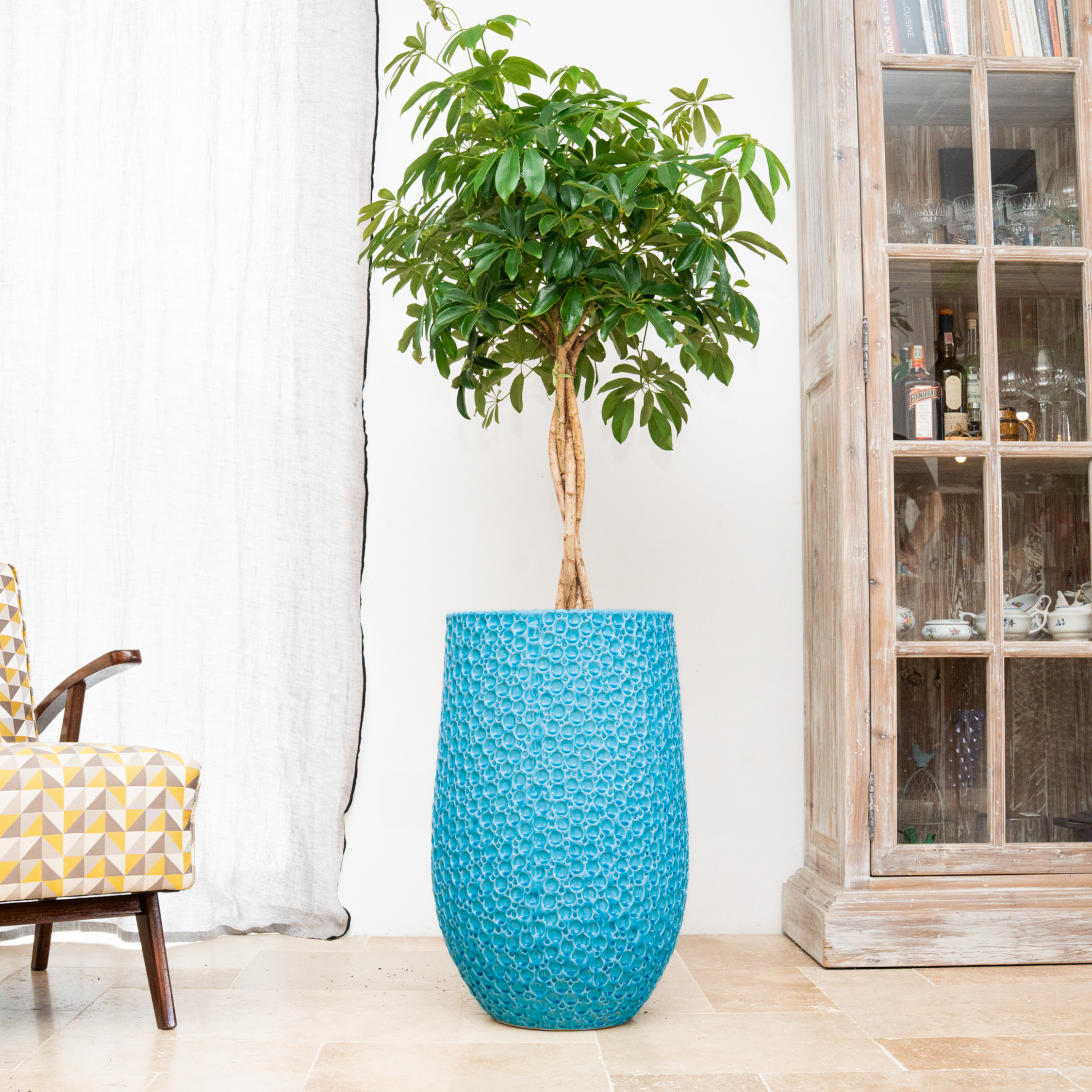 Großer Keramik-Blumentopf PARIS - Hellblau