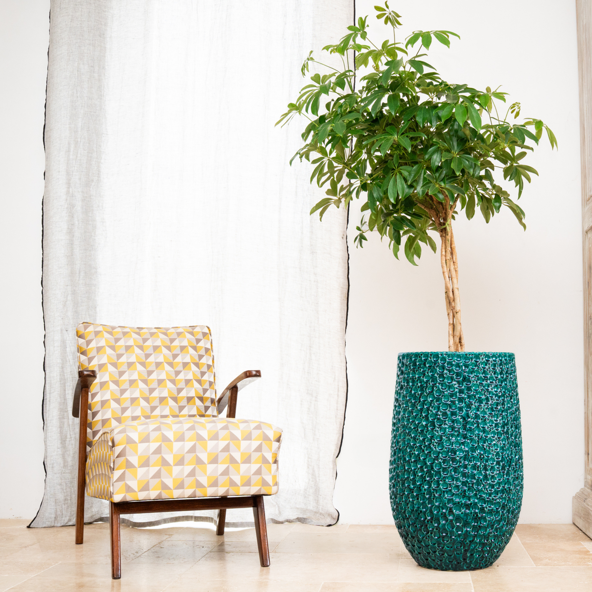 Großer Keramik-Blumentopf PARIS - Dunkelgrün