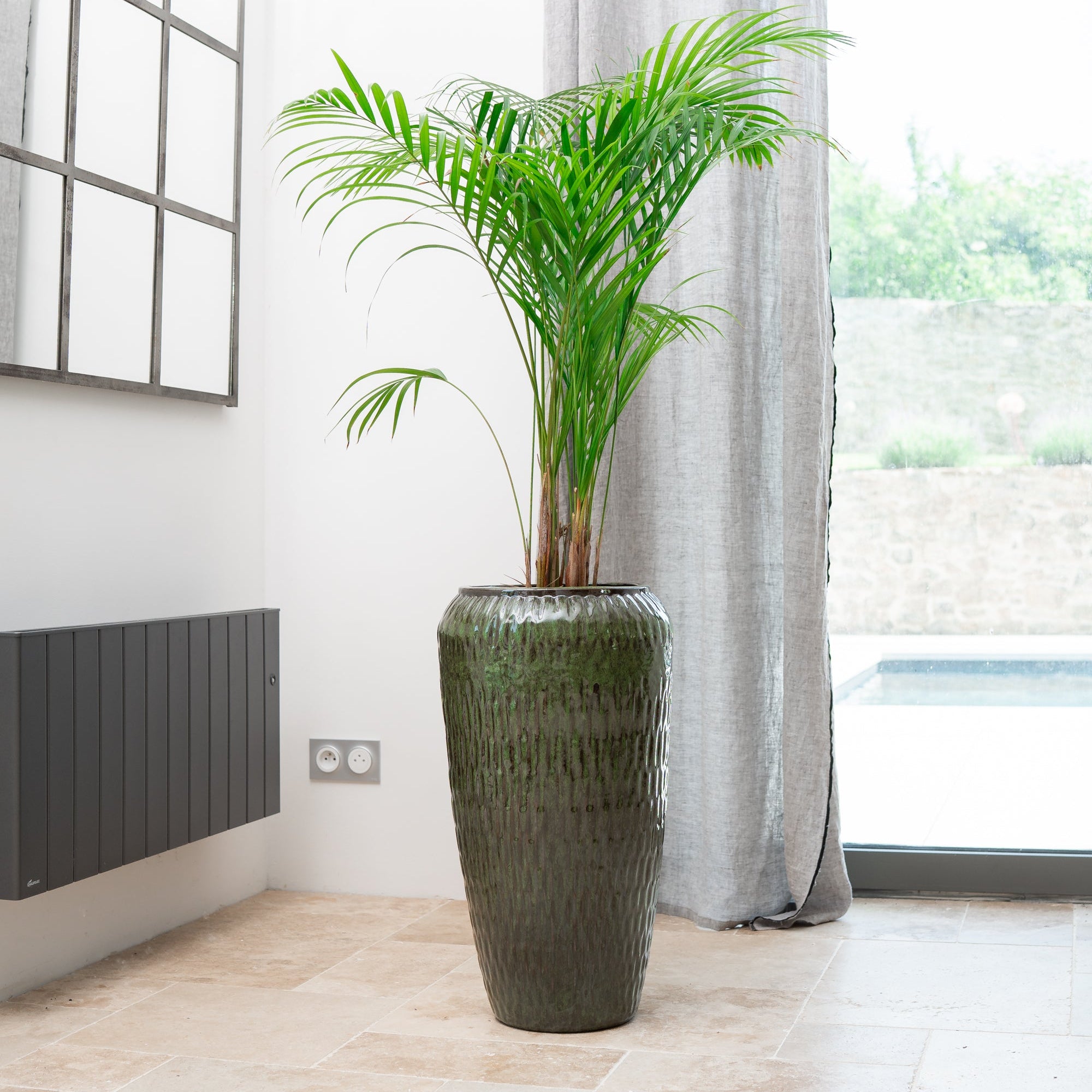 Keramischer Blumentopf POMPADOUR Tropengrün – Provencelia, handgefertigt, frostbeständig