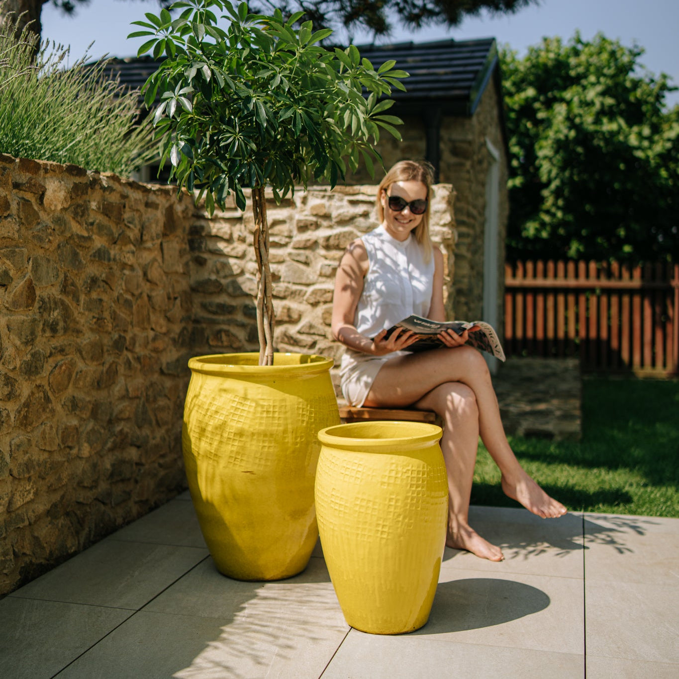 Keramik-Blumentopf POSEIDON - Gelb