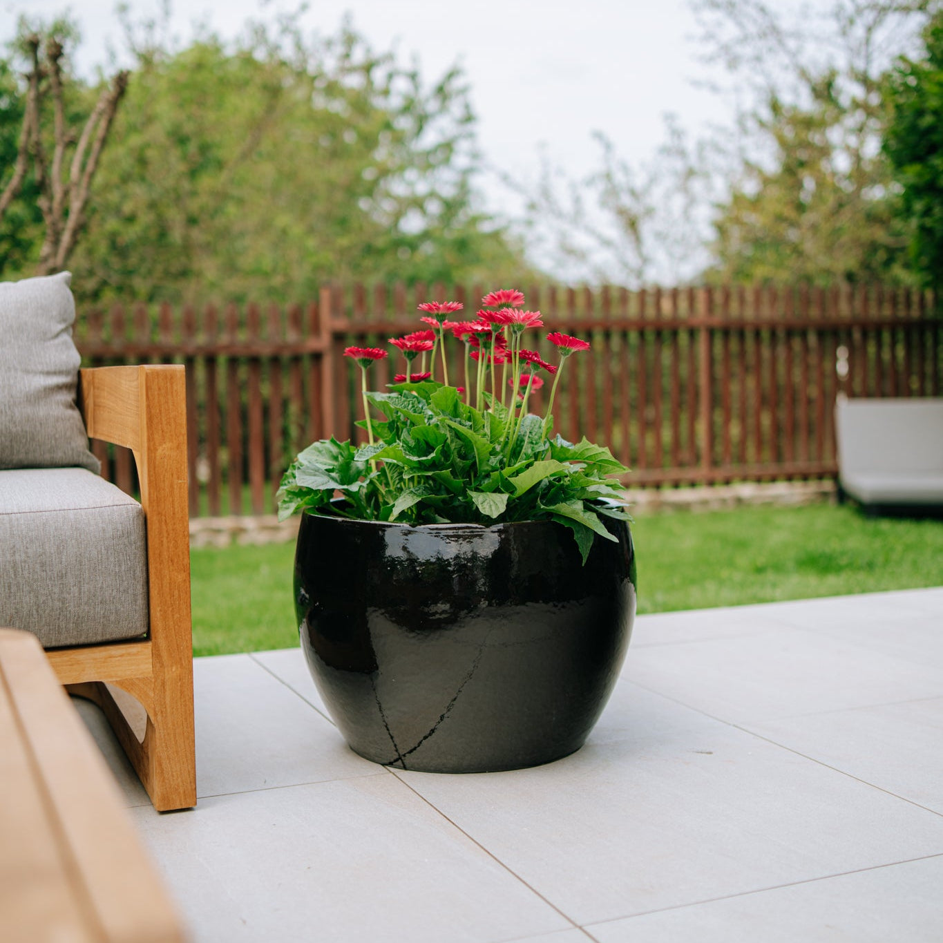 Keramik-Blumentopf ROMULUS - Schwarz