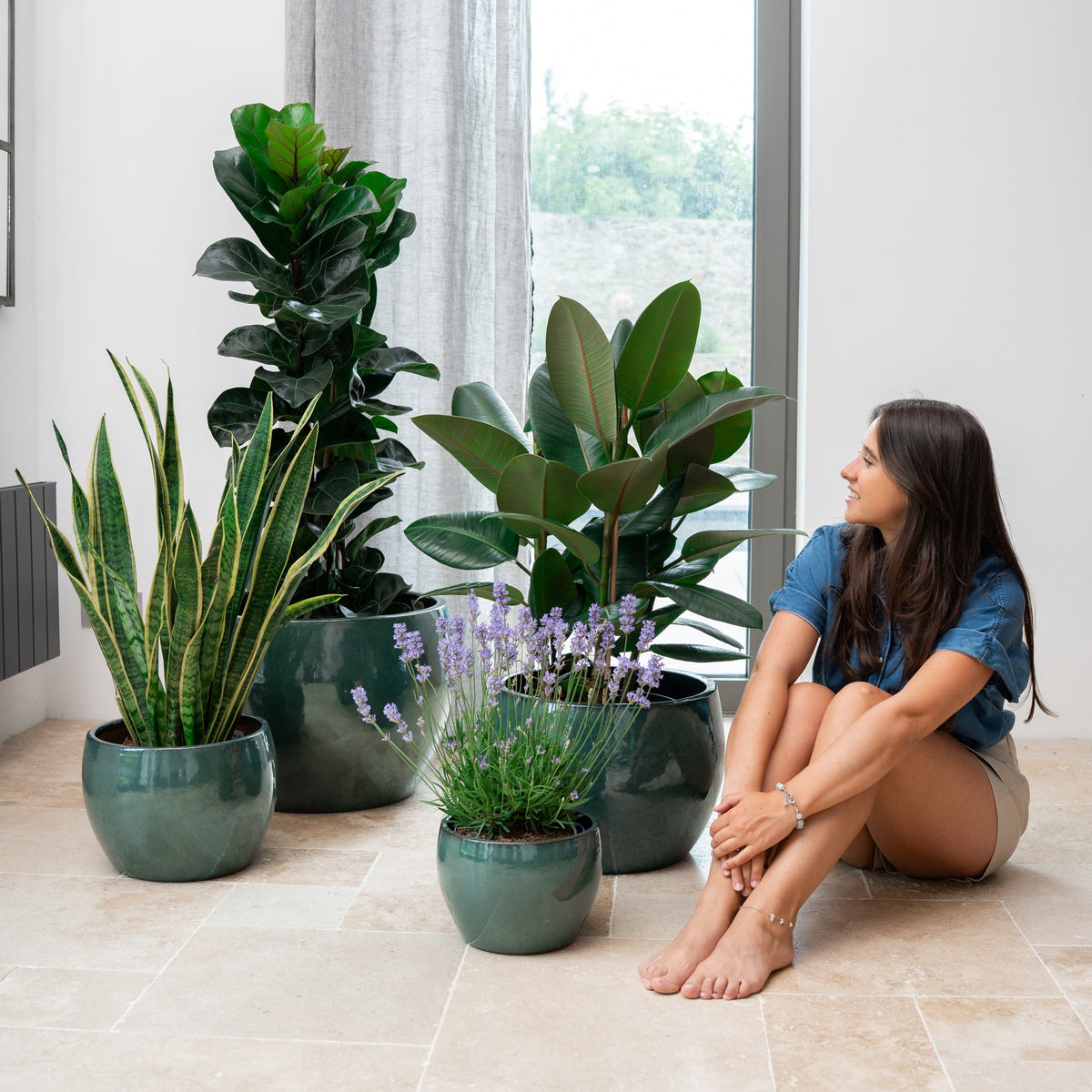 Provencelia Pflanzkübel ROMULUS Jadegrün – glasierte Keramik, Anduze-Stil