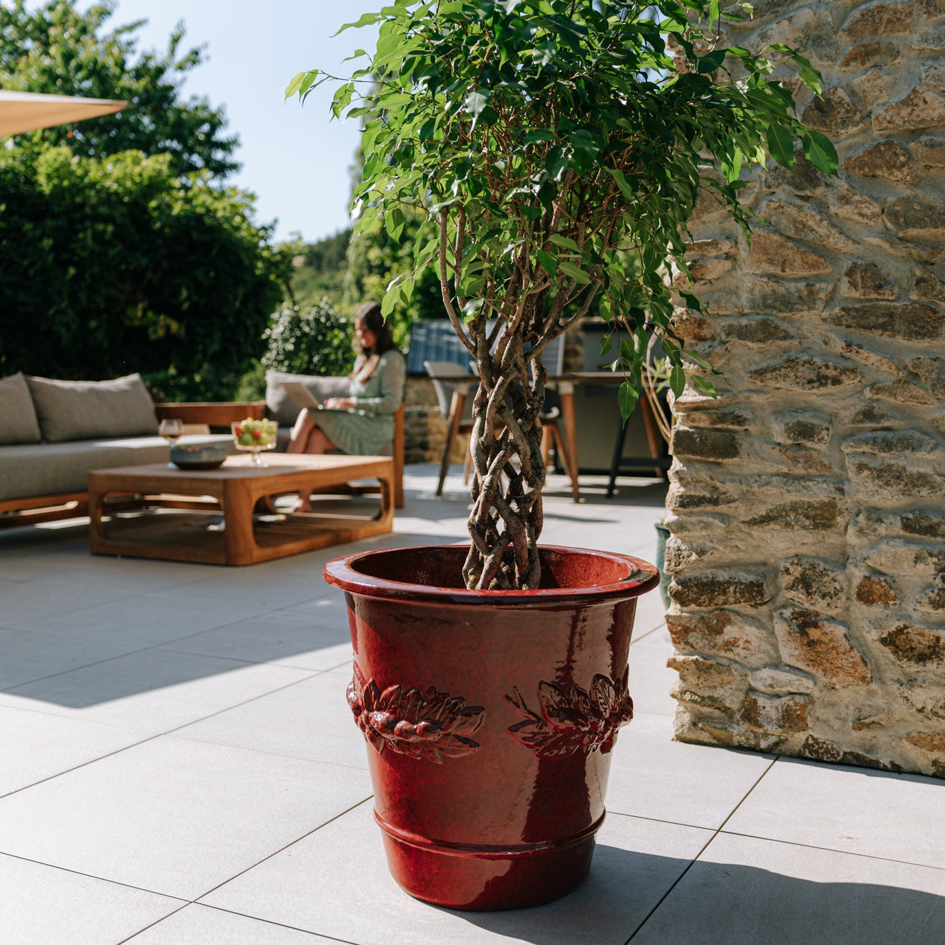 Keramik-Blumentopf ROUSSEAU - Tropenrot