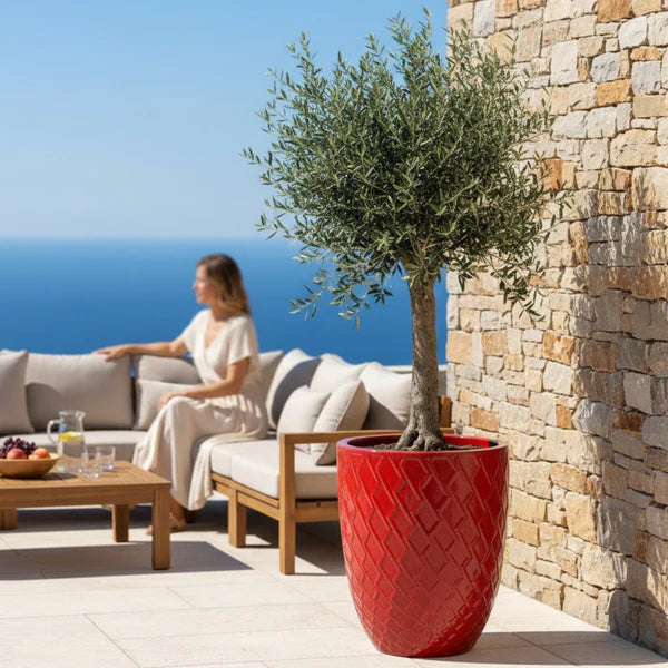 Großer Keramik-Pflanzkübel ZEUS - Imperialrot