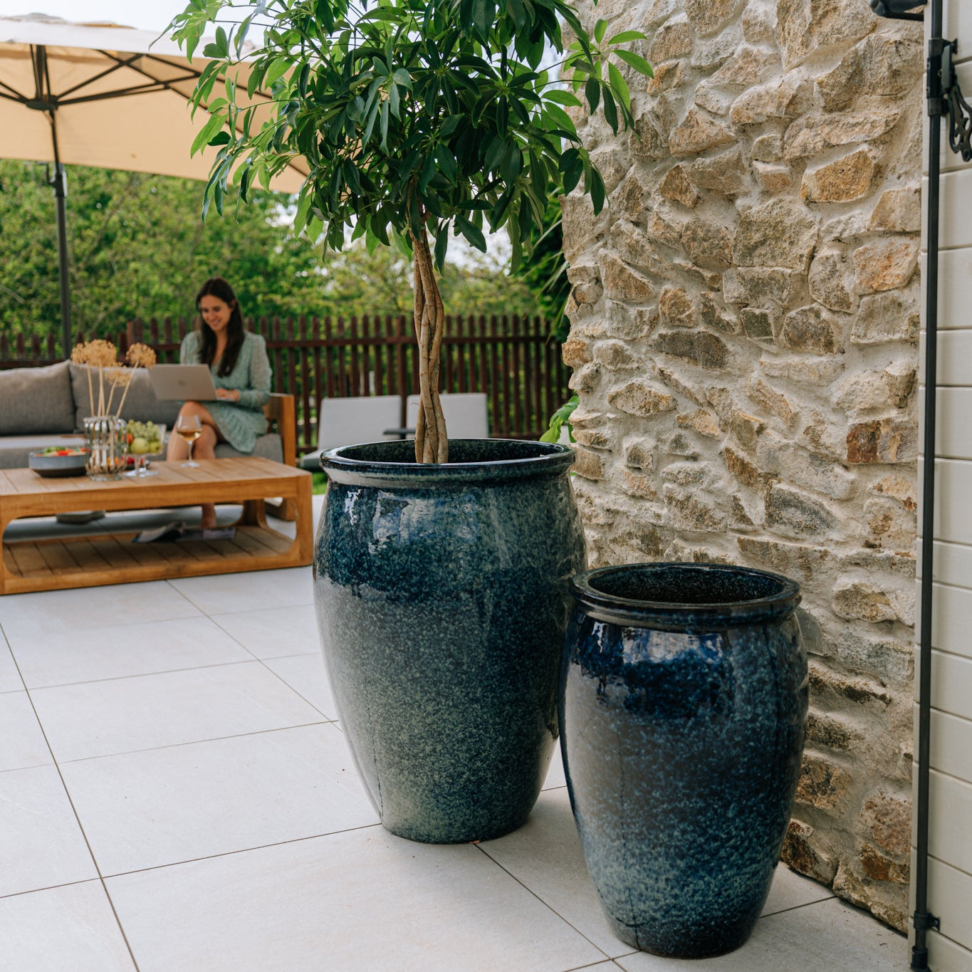 Keramik-Blumentopf BACCHUS - Eisblau