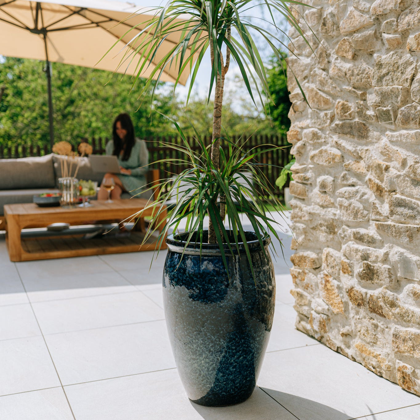 Keramik-Blumentopf BACCHUS - Eisblau