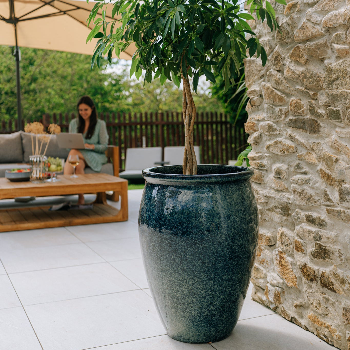 Keramik-Blumentopf BACCHUS - Eisblau