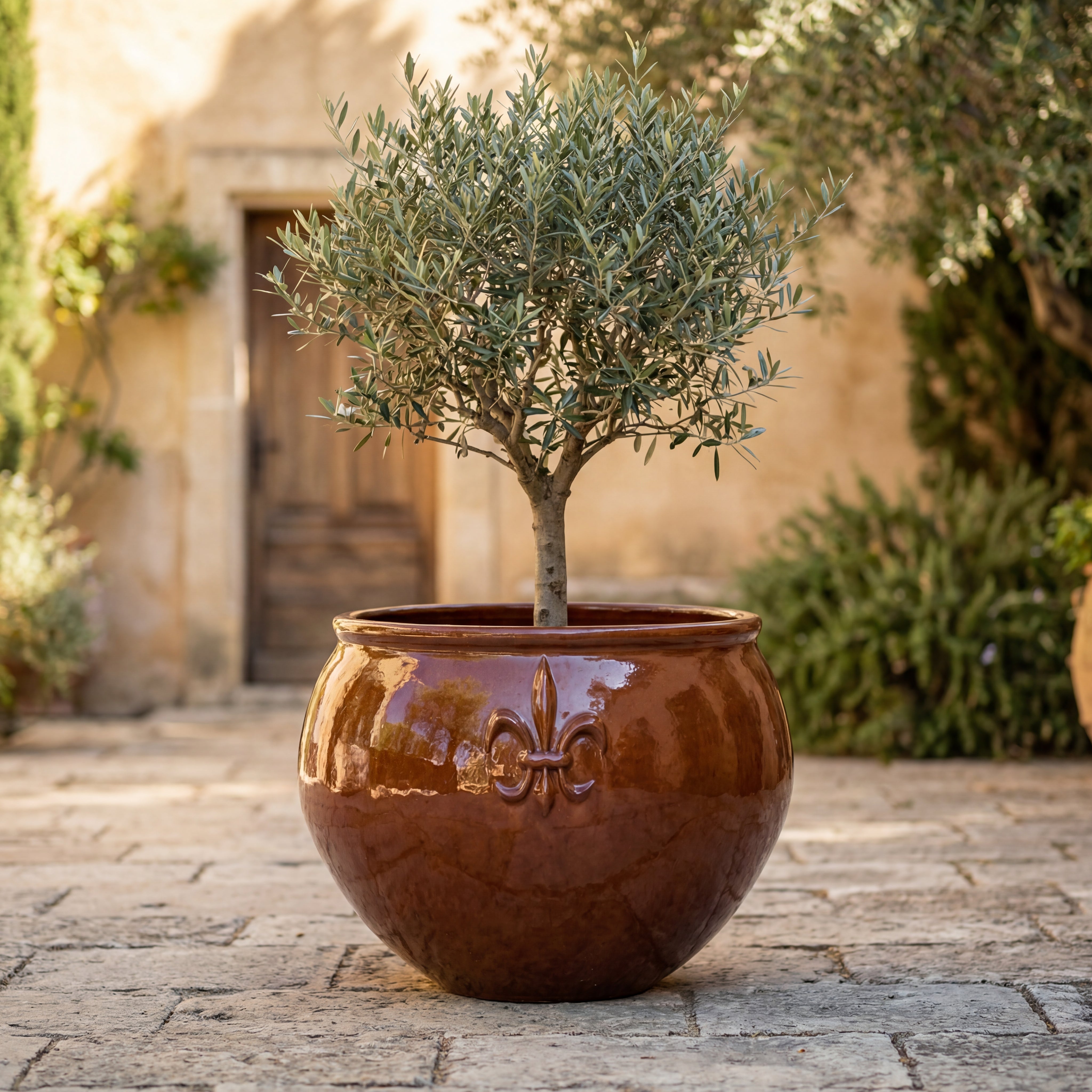 XXL Keramik-Pflanzkübel CLOVIS - Herbstorange