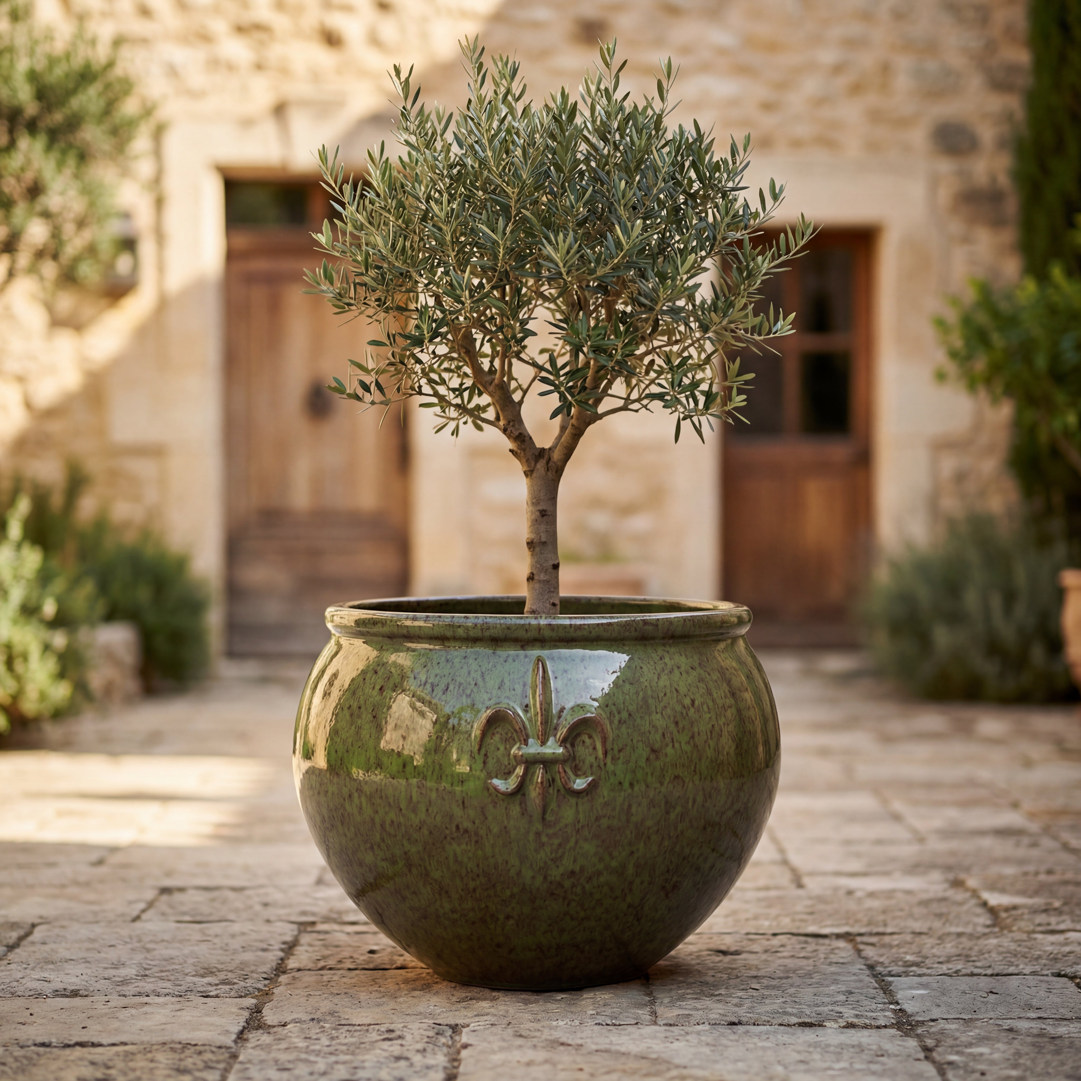 Großer Keramik-Pflanzkübel Clovis - Tropengrün