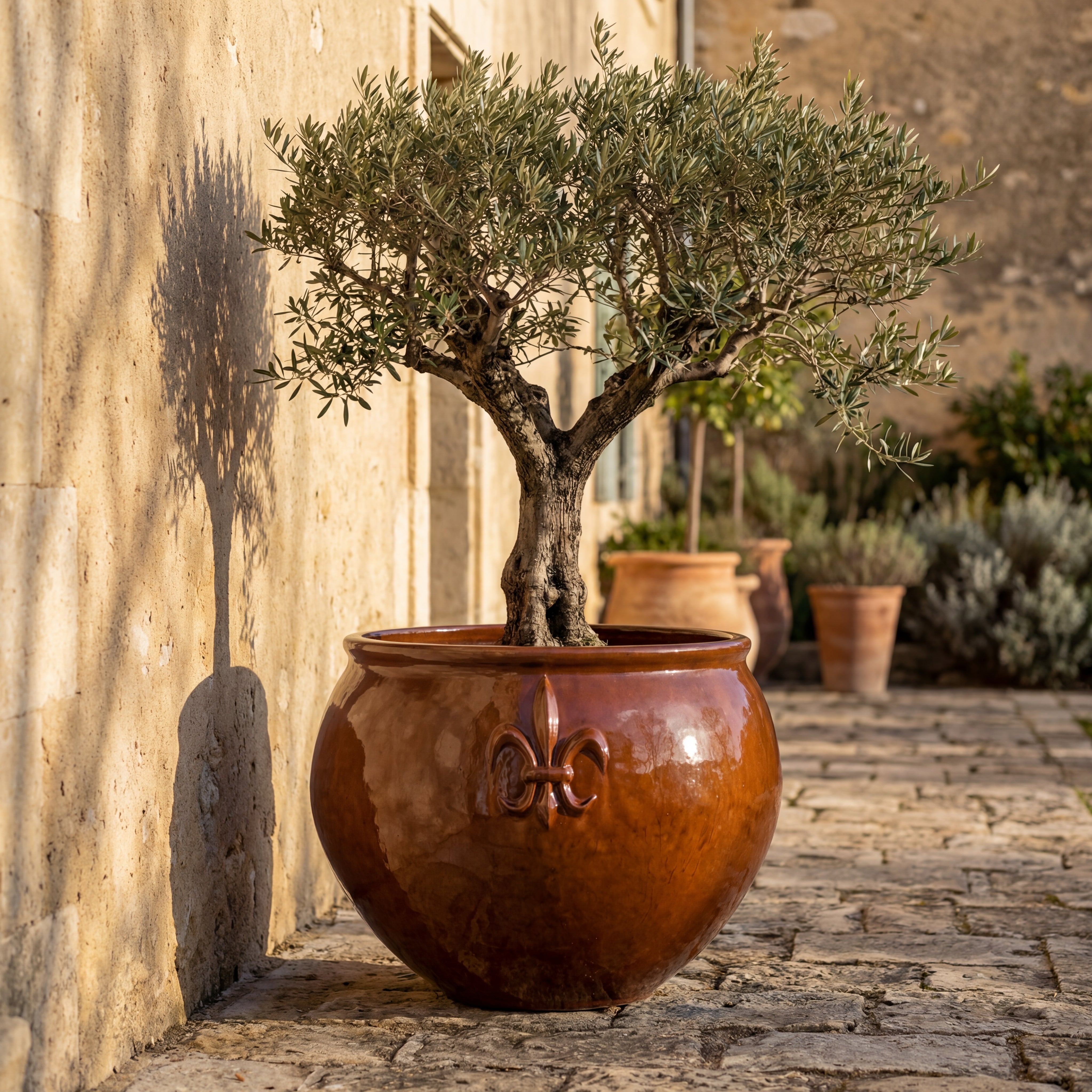 XXL Keramik-Pflanzkübel CLOVIS - Herbstorange