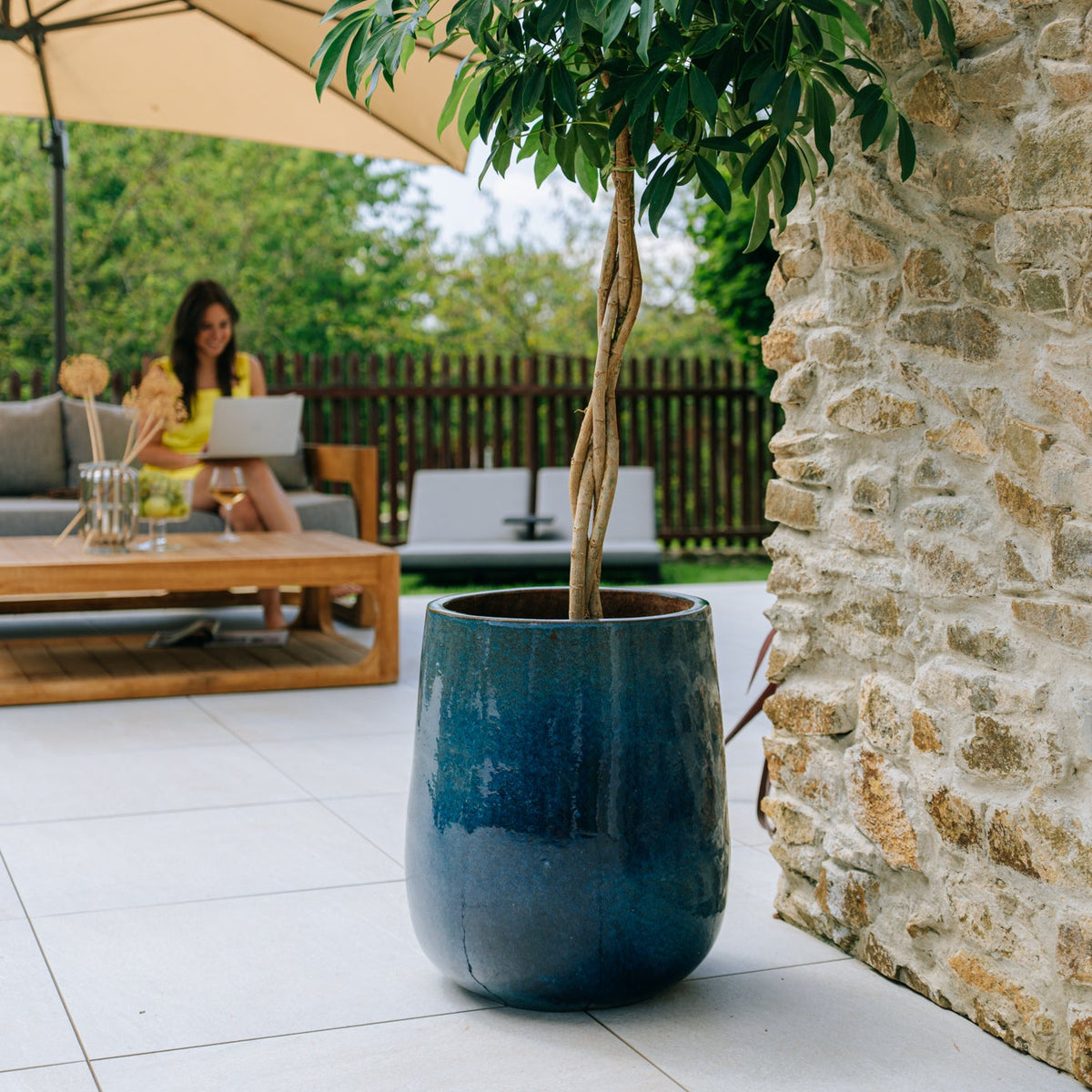 Keramiktopf DIANE Azurblau – Provence-Stil, robust und elegant