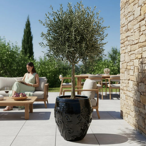 XXL Keramik-Blumentopf GAIA - Schwarz