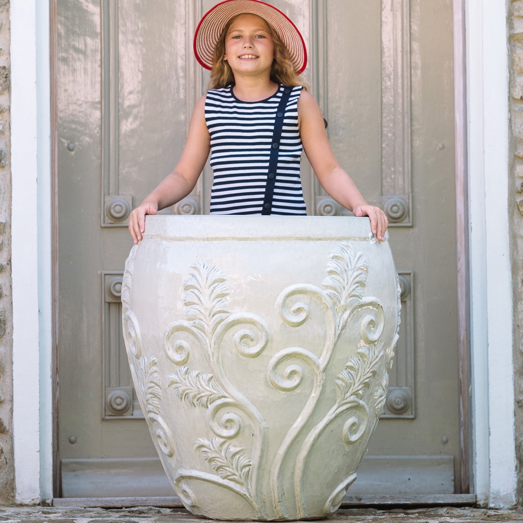 Blumentopf GAIA Crème – handgefertigte Keramik, XXL bis 68 cm