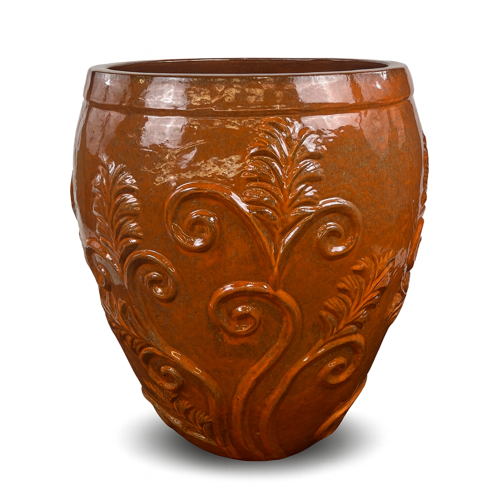 XXL Keramik-Blumentopf GAIA - Herbstorange