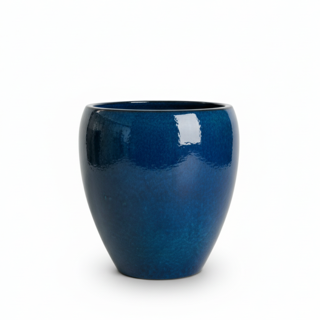 Keramischer Blumentopf LAFONTAINE Azurblau – Provencelia, handgefertigt, frostbeständig