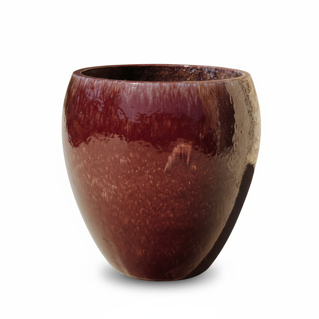 Keramischer Blumentopf LAFONTAINE Lila – Provencelia, handgefertigt, frostbeständig